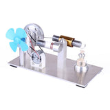 Stirlingkit All Metal Mini Hot Air Stirling Engine Motor Model Educational Toy Kits with Fan and Bulb, view 2
