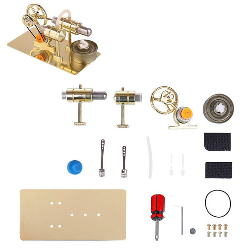 Stirlingkit Assembly Single Cylinder Stirling Engine Generator DIY Model - Golden