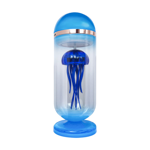 Stirlingkit Blue Mechanical Capsule Jellyfish Model Artistic with Glass Cover