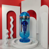 Stirlingkit Blue Mechanical Capsule Jellyfish Model Artistic with Glass Cover, view 3