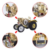 Stirlingkit Brass Gas Powered Roller Tractor Vehicle Model with Mini Horizontal Water-cooled Engine, view 4