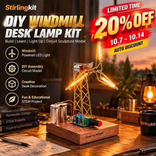 Stirlingkit Build Your Own Windmill Desk Lamp DIY Kits Circuit Sculpture Model