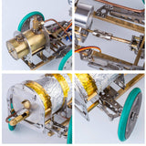 Stirlingkit Bullet-shaped Steam Car Classic Vehicle Model Kit with V4 Steam Engine Gearbox Boiler Handmade, view 6