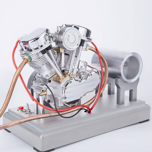 Stirlingkit CISON FG-VT9 9cc V2 V Twin Model Engine with Air Filter Base Tank Set