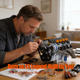 Stirlingkit CISON LS-52 Mini V8 Engine Model Kit – 1/5 Scale 52cc Water-Cooled 4-Stroke Gasoline OHV V8 Engine DIY Kit, view 5