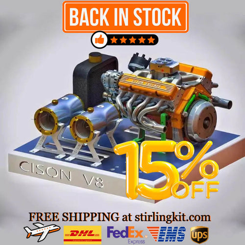Stirlingkit Cison V8 Engine Kits V8-440 with Metal Base Full Set 44cc