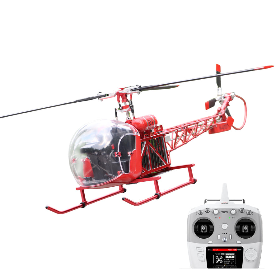 Stirlingkit WOLFBUSH CNC Aluminum 450 Size Bell-47 Scale RC Helicopter FPV RTF with H1 pro Flight Controller