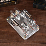Stirlingkit Custom 2 Cylinders Hot Air Stirling Engine Model Generator with Voltage Meter & LED Lamp Bead, view 2