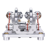 Stirlingkit Custom 2 Cylinders Hot Air Stirling Engine Model Generator with Voltage Meter & LED Lamp Bead, view 4