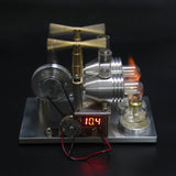 Stirlingkit Custom Stirling Engine 2 Cylinders Hot Air Generator Model with Voltage Meter LED Bulb Science Experiment Educational Toy, view 4