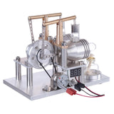 Stirlingkit Custom Stirling Engine 2 Cylinders Hot Air Generator Model with Voltage Meter LED Bulb Science Experiment Educational Toy, view 5