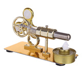 Stirlingkit Customized Golden Single Cylinder Stirling Engine Model with Luminous Gyroscope Physical Experiment, view 3