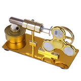 Stirlingkit Customized Golden Single Cylinder Stirling Engine Model with Luminous Gyroscope Physical Experiment, view 4