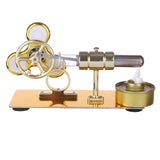Stirlingkit Customized Golden Single Cylinder Stirling Engine Model with Luminous Gyroscope Physical Experiment, view 5
