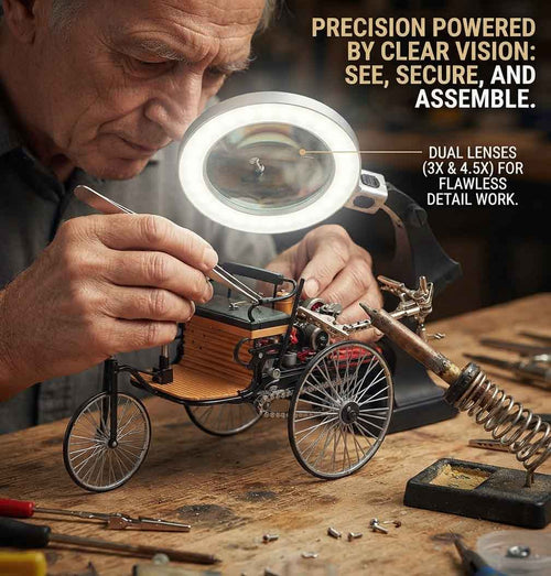 Stirlingkit Desktop Magnifying Glass Station with 3X/4.5X Lenses & Helping Hands