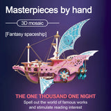 Stirlingkit DIY Arabian Spaceship Steampunk Wooden Puzzle Toy Model 300+PCS, view 2