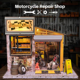 Stirlingkit DIY Miniature Motorcycle Repair Shop 3D Wooden Model Building Kit 213PCS, view 3