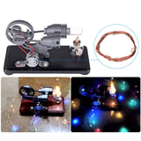 Stirlingkit DIY γ-shape Assembly  Retro Stirling Engine Kit Generator Sterling Model with LED Light Science Educational Toy, view 2
