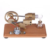 Stirlingkit DIY γ-shape Assembly  Retro Stirling Engine Kit Generator Sterling Model with LED Light Science Educational Toy, view 3
