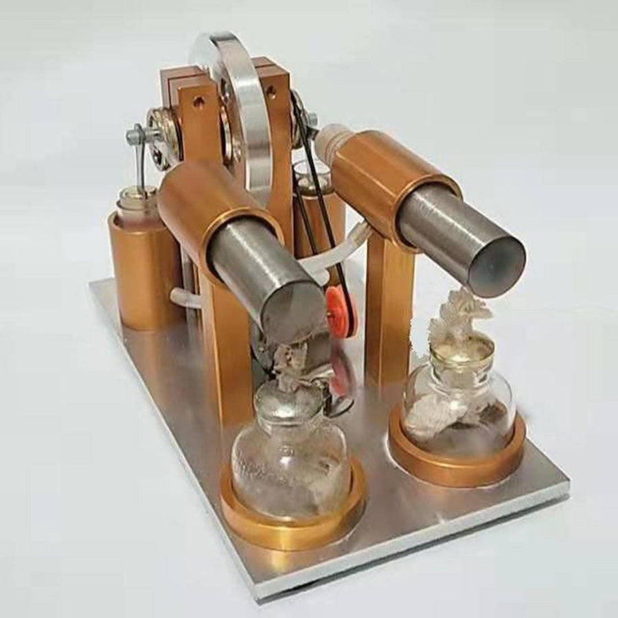 Stirlingkit Double Cylinder Stirling Engine Model Generator with Bulb Scientific Experiment Toys