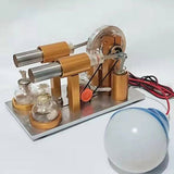 Stirlingkit Double Cylinder Stirling Engine Model Generator with Bulb Scientific Experiment Toys, view 3