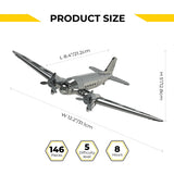 Stirlingkit Douglas DC-3 3D Metal Model Kit – DIY Aviation Airplane for Collectors & Desktop Display (146PCS), view 6