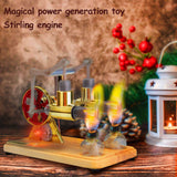 Stirlingkit ENJOMOR Balance Two Cylinder Stirling Engine with LED Light Bulb, view 2