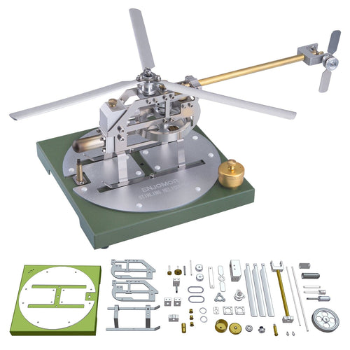 Stirlingkit ENJOMOR Gamma Hot Air Stirling Engine Helicopter with Base DIY Model Kit Stem