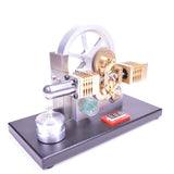 Stirlingkit Enjomor Horizontal Gear Drive Hot Air Stirling Engine LED Electricity Generator Model with Voltmeter, view 2