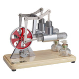 Stirlingkit ENJOMOR Mini Double Cylinder Hot Air Stirling Engine STEM Silver, view 3