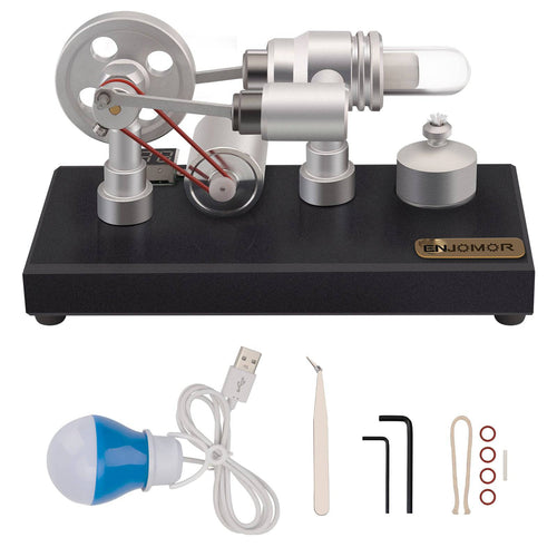 Stirlingkit ENJOMOR γ-Type Hot-air Single Cylinder Stirling Engine Generator Model Toy