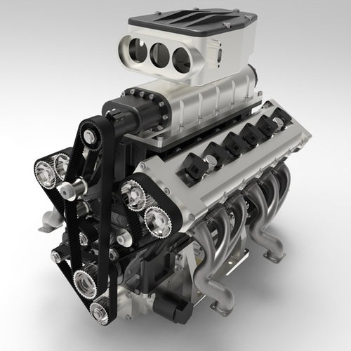 Stirlingkit ENJOMOR V12 GS-V12 72CC Gas 4-Stroke DOHC Large Scale Engine Model with Supercharger & Air Filter Full Set