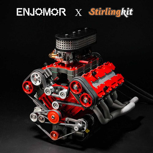 Stirlingkit ENJOMOR V8 78CC GS-V8 Working Scale Model Engine Gas DOHC 4 Stroke Water-cooled