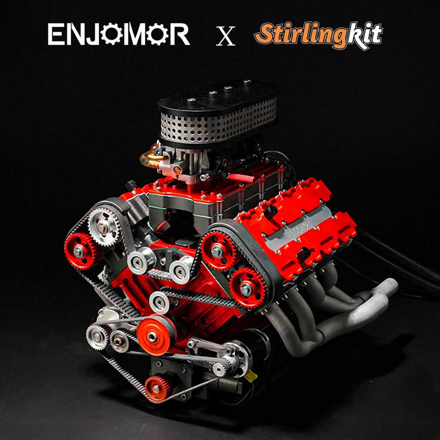 Stirlingkit ENJOMOR V8 78CC GS-V8 Working Scale Model Engine Gas DOHC 4 Stroke Water-cooled