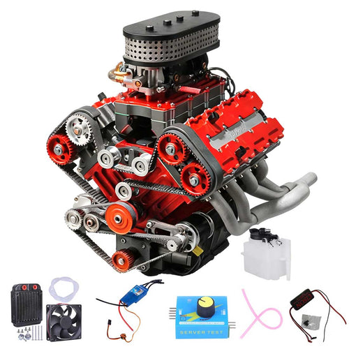 Stirlingkit ENJOMOR V8 GS-V8 78CC DOHC Gasoline Water-cooled V8 Engine That Works with Starter Kit Full Set