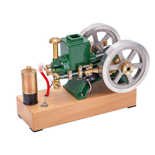 Stirlingkit ENJOMOR Vintage Green Gas Hit and Miss Engine Mini 4-stroke Stationary Engine Horizontal IC Engine Model