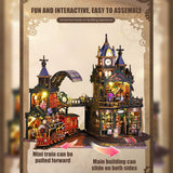 Stirlingkit Fantasy of The Steam Era Railtrack Ethereal City 3D Wooden Model Building Kit, view 4