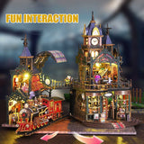 Stirlingkit Fantasy of The Steam Era Railtrack Ethereal City 3D Wooden Model Building Kit, view 6