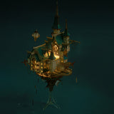 Stirlingkit Fantasy Steampunk Large Blue Castle 3D Wooden Model Building Kit 699PCS, view 2