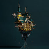 Stirlingkit Fantasy Steampunk Large Blue Castle 3D Wooden Model Building Kit 699PCS, view 3
