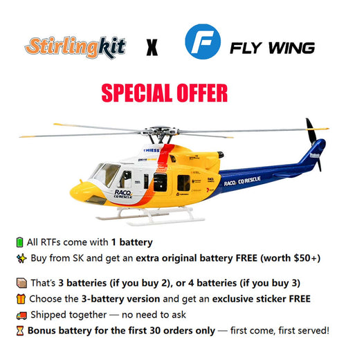 Stirlingkit FLYWING BELL-412-V4 RC Military Rescue Helicopter 470-Class 2.4G 6CH RTF RC Airplane Model