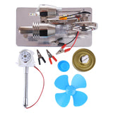 Stirlingkit γ GammaType Stirling Engine Generator Model with LED Light Bar & Fan Science Experiment Educational Toy, view 4