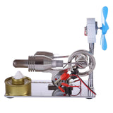 Stirlingkit γ GammaType Stirling Engine Generator Model with LED Light Bar & Fan Science Experiment Educational Toy, view 5