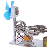 Stirlingkit γ GammaType Stirling Engine Generator Model with LED Light Bar & Fan Science Experiment Educational Toy, view 6