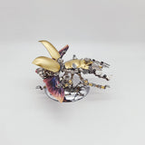 Stirlingkit Golden Hercules Beetle Stag Beetle DIY Metal Insects Model Kits LED Christmas Gift, view 3