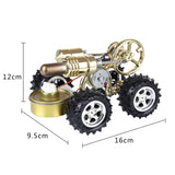 Stirlingkit Golden Hot Air Stirling Engine Powered 4-Wheel Car Engine Model Physical Toy, view 3