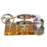 Stirlingkit Golden Two Cylinders Stirling Engine Model Physics Science Educational Toys Custom, view 2