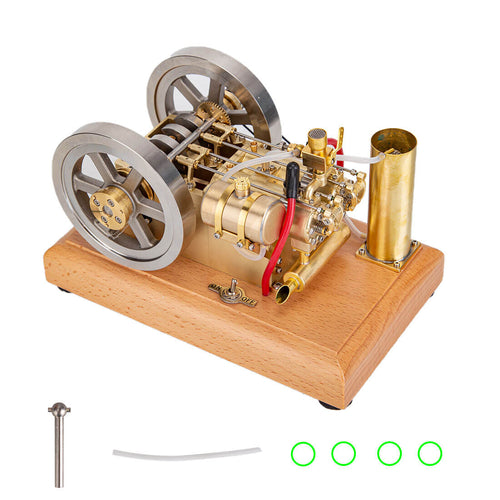 Stirlingkit H76 5CC Horizontal Vintage Stationary Engine Twin-cylinder OHV Dual Flywheel Gasoline Internal Combustion Engine Model
