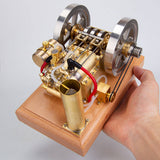 Stirlingkit H76 5CC Horizontal Vintage Stationary Engine Twin-cylinder OHV Dual Flywheel Gasoline Internal Combustion Engine Model, view 2