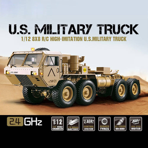 Stirlingkit HG 1:12 8 x 8 R/C 2.4G Electric RC Militray Truck Model All Terrin Truck Kit - Sound and Light Version